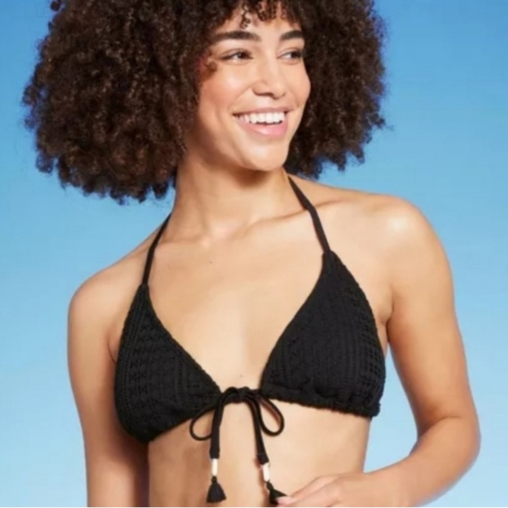 Wild Fabel Black Crochet Bikini Top in size 2x